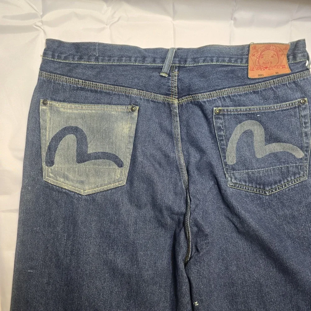 Evisu Y2K Vintage Baggy Wide Leg Loose Fit Jeans 40 Mens F74